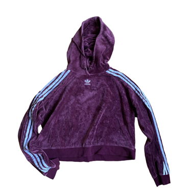 Felpa con cappuccio adidas in velluto viola