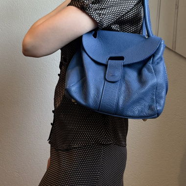 Borsa a mano in pelle blu