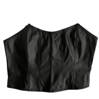black leather bandeau top