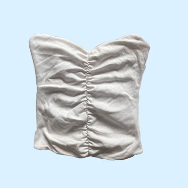 white ruched bandeau top strapless