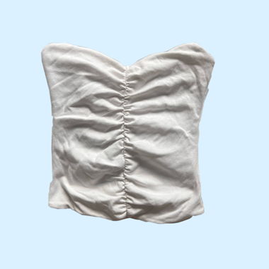 Top bandeau bianco arricciato senza spalline