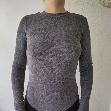 Longsleve als Body - Silber - Glitzrig