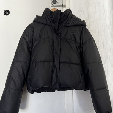 Short Black Puffer Jacket with Hood