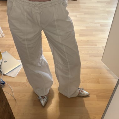 Pantalon large ZARA blanc