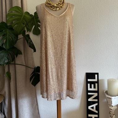 Champagnerfarbene Pailletten-Kleid/Tunika