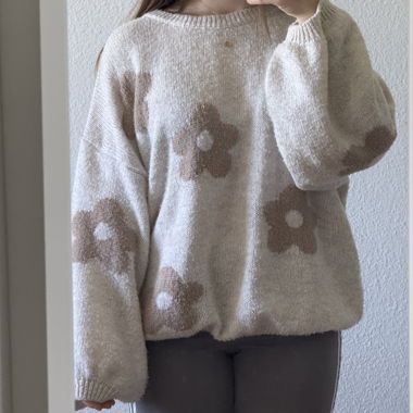 Maglione Floreale Beige