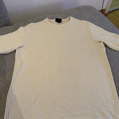 T-SHIRT REGULAR FIT AUS GERIPPTEM STRICK S