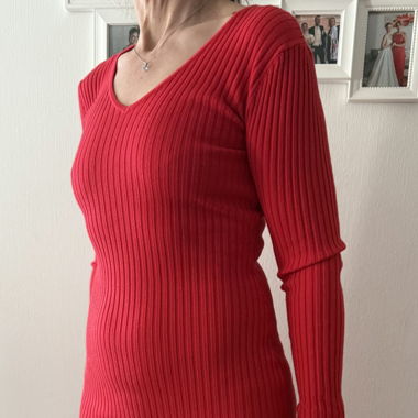 Robe rouge moulante hiver Trendying, taille S/M