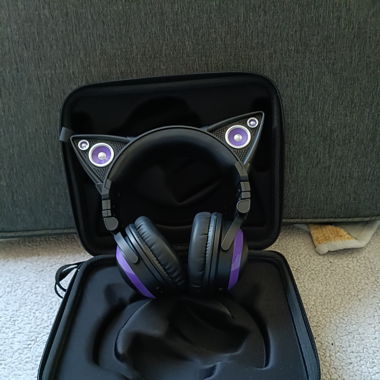 Brookstone Purple lights Cat Ear box Headphones