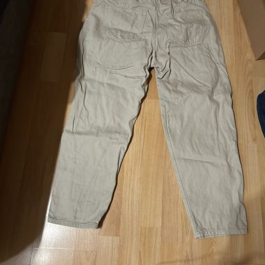 Beige casual trousers with elastic waistband
