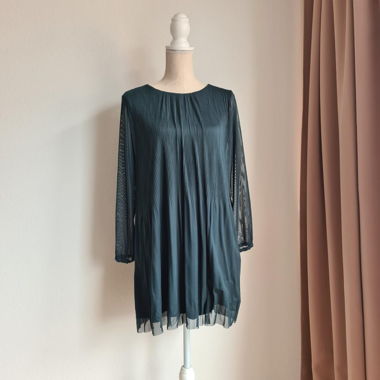 Sinsay Pleated Mini Dress Forest Green