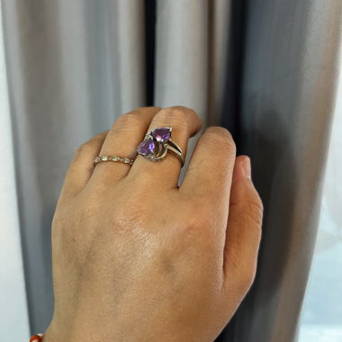 Silberring 925 mit violetten Steinen