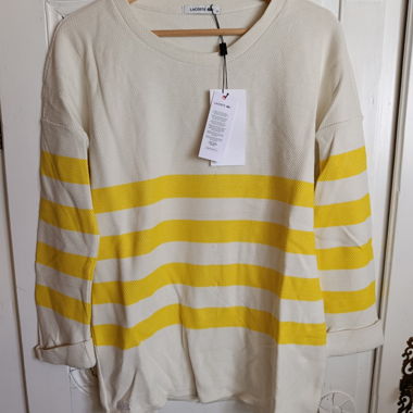 Maglione Lacoste a righe ecru/giallo