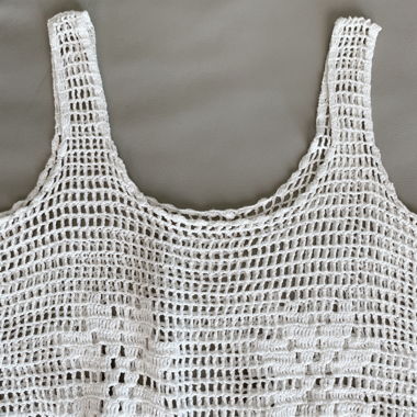 Débardeur-tunique crochet coton bohème blanc M