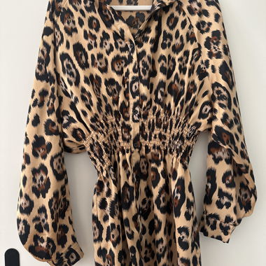 Abito camicia con stampa leopardata