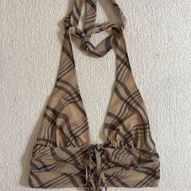 Y2K Burberry Neckholder-Top mit offenem Rücken