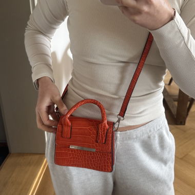 Mini sac bandoulière croco orange
