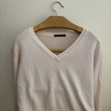 Brandy Melville Pink V-Neck Cotton Sweater