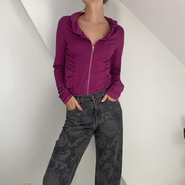 Veste magenta à fermeture éclair