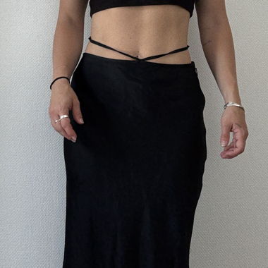 Black silk skirt