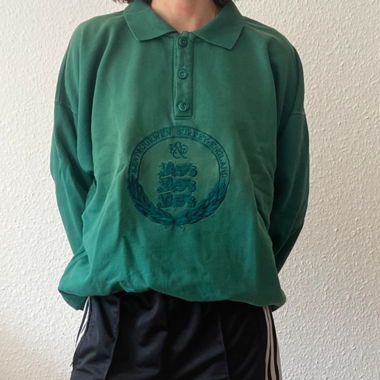 Vintage Oversized Sweatshirt Polo Green