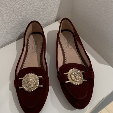 TOPSHOP bordeaux Samt-Slipper Grösse 37