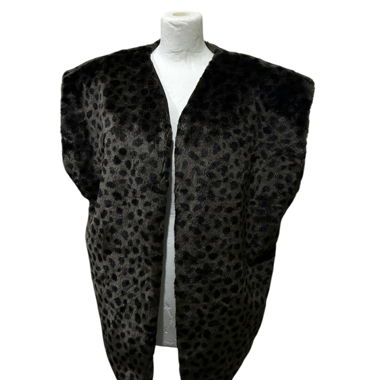 Black Faux Fur Vest with Pattern