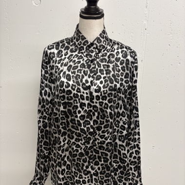 Blouse en soie The Kooples Léopard 38 noir et blanc