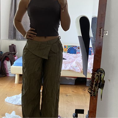 Olive Wrap Front Pants