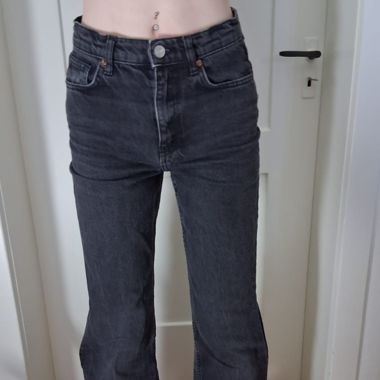 Schwarze melierte Baggy Hose