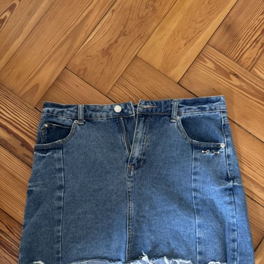 Mini jupe jean taille haute 