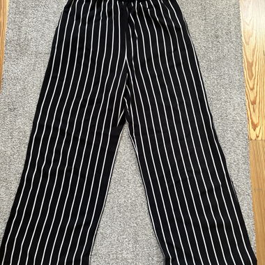 Black striped wide-leg pants