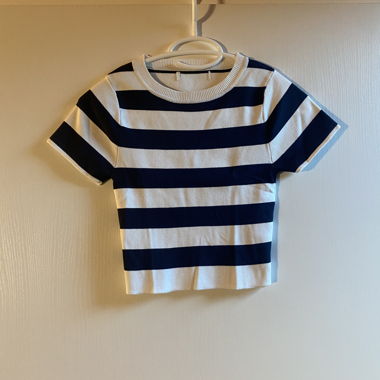 Striped Short-Sleeve Crop Top