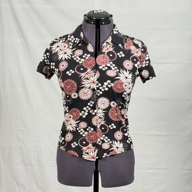 Bluse kurzarm mit Blumenmuster, 90er Jahre