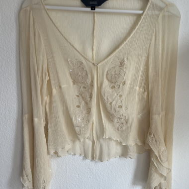 Blusa in seta giallo chiaro Gr. 12