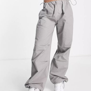 Stradivarius Grey Parachute Pants