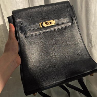 navy faux leather vintage backpack 