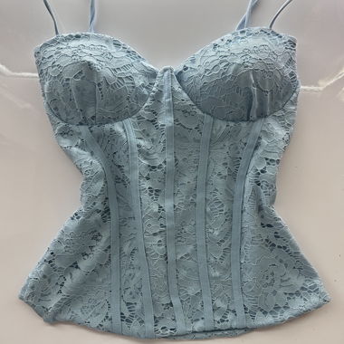 Top corsetto in pizzo azzurro chiaro