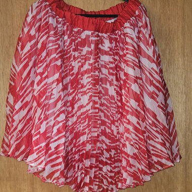 Jupe plissée Carmen Marc Valvo rouge/blanc T. 14 /M-L