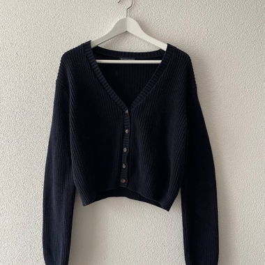 Navy deep v-neck cardigan