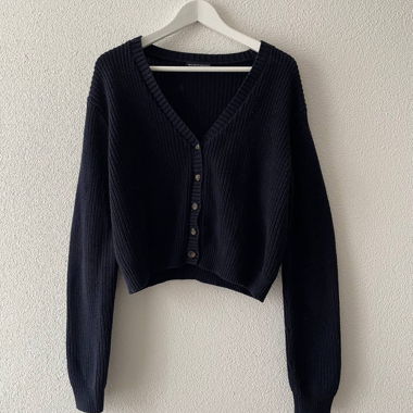 Navy deep v-neck cardigan