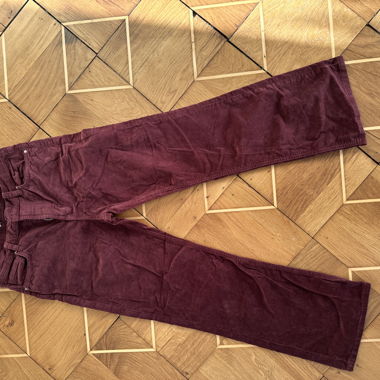 Pantalon en velours côtelé bordeaux, taille 36