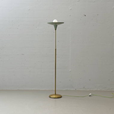 Lampada da terra in ottone e metallo, anni '50