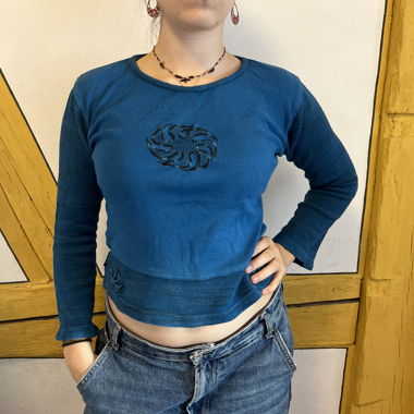 top manica lunga blu hippie
