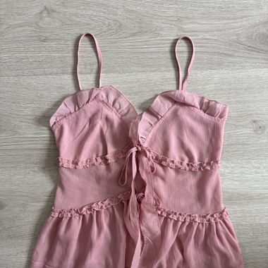 Light Pink Ruffle Tie-Front Top (zara dupe)