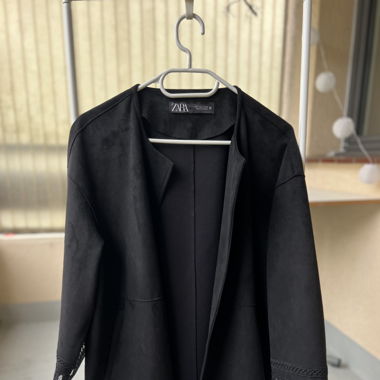 ZARA Kunst-Wildleder Blazer L schwarz