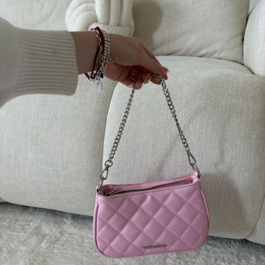 Mini borsa a tracolla rosa trapuntata
