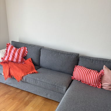 Grey 3-Seater Sofa with Chaise Lounge