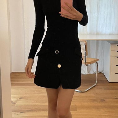 Maje Mini Skirt with Gold Buttons
