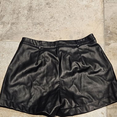 Black faux leather shorts